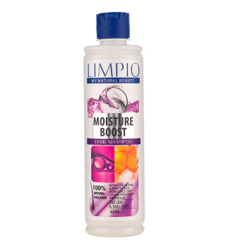 شامپو روزانه لیمپیو مدل Moisture Boost حاوی کلاژن و پروتئین و دکسپنتانول مناسب مو خشک حجم 400 میلی لیتر